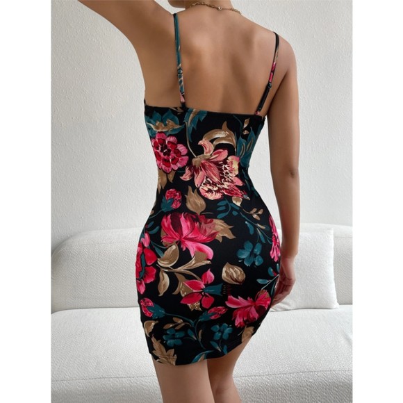Privé Floral Print Scallop Trim Cami Bodycon Dress - Picture 5 of 6